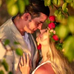 beach wedding couple