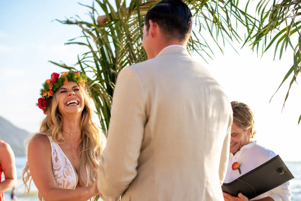 beach wedding couple