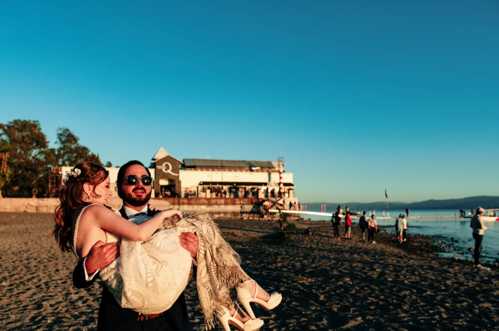 bride being picked up