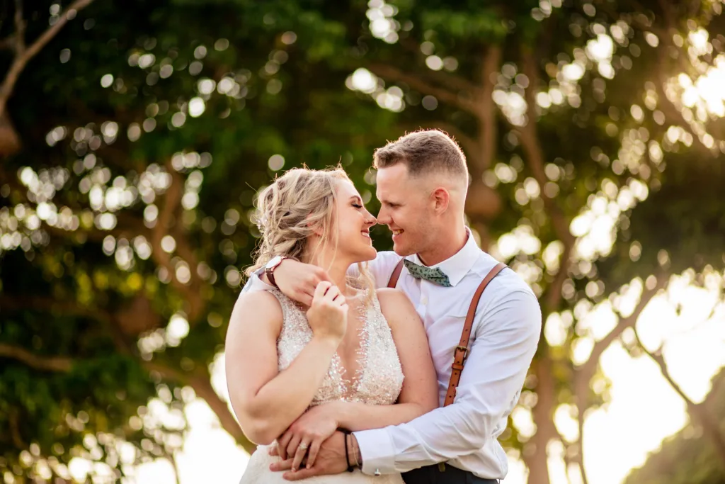 beach wedding couple